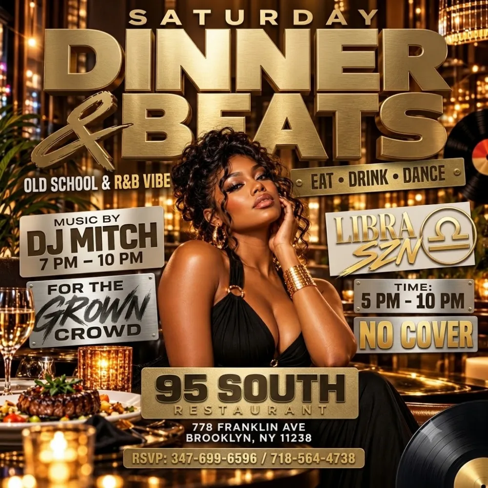 Dinner & Beats at 95 South Soul Food Restaurant & Lounge, Brooklyn – event flyer